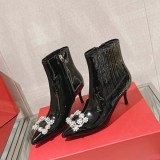 ☆超人気☆ロジェヴィヴィエ Viv In The City レザー アンクル ブーツ 偽物 rov92028
