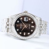 21年秋冬 ロレックス 腕時計 コピー デイトジャスト 41MM ブラック メンズ 全面ダイヤ rox07074