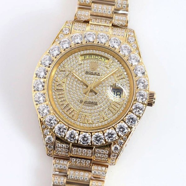 人気No1 ロレックス スーパーコピー 腕時計 デイデイト 39MM メンズ シャンパン 全面ダイヤド ros21771