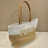 新デザイン プラダ ラフィア×レザー トートバッグ コピー pui11506