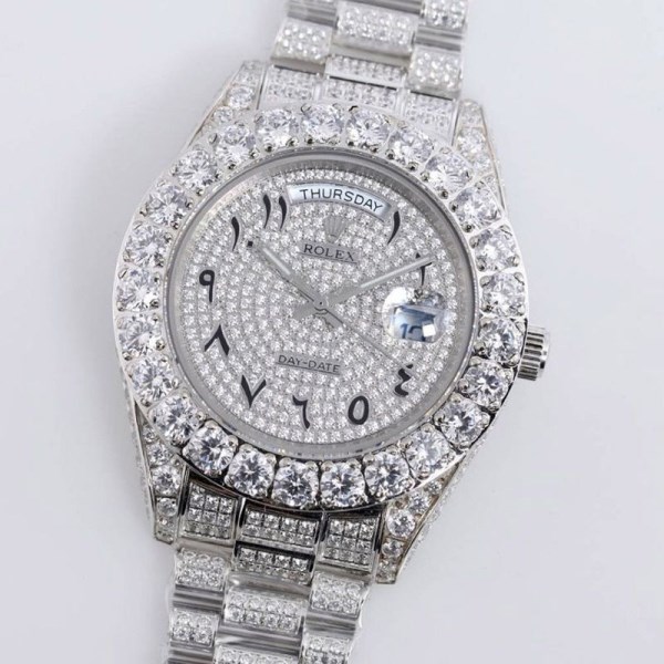 秋冬新作 ロレックス 腕時計 スーパーコピー 39MM メンズ シルバー 全面ダイヤ デイデイト roj10057