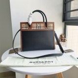 定番バーバリー ハンドバッグ コピー レザー＆ヴィンテージ チェック タイトル Bas34694