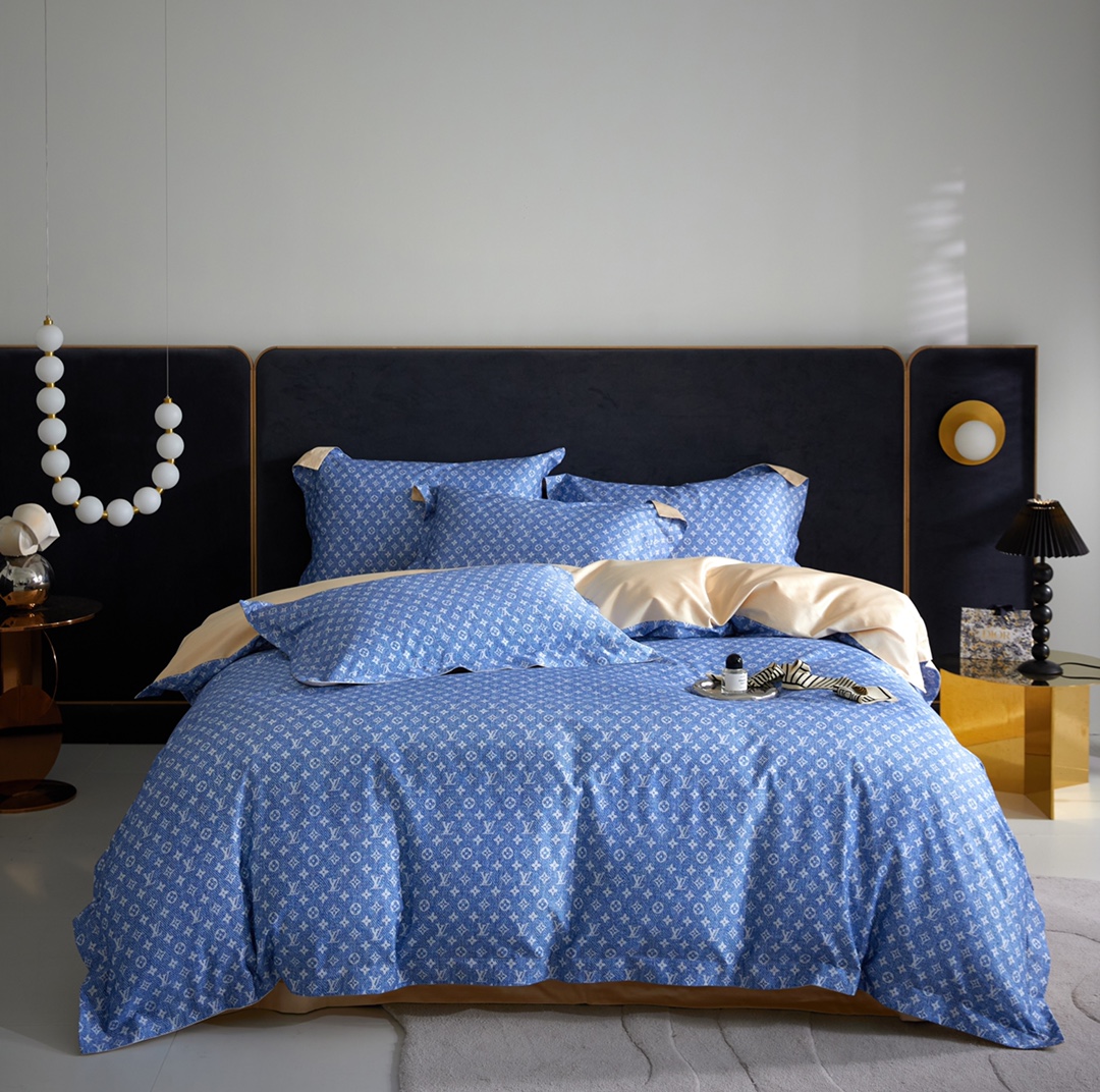 完売必至 ★ ルイヴィトン 2026新作 掛け布団カバーセット4点 ダブルサイズ/キングサイズベッド 綿生地ベッドカバー 新居寝具用品