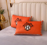 肌触り最高な エルメス 2026新作 掛け布団カバーセット4点 ダブルサイズ/キングサイズベッド ベビーベルベットベッドカバー 新居寝具用品