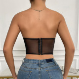 Spaghetti Crop Tops Corset  Lace Patchwork Camisole