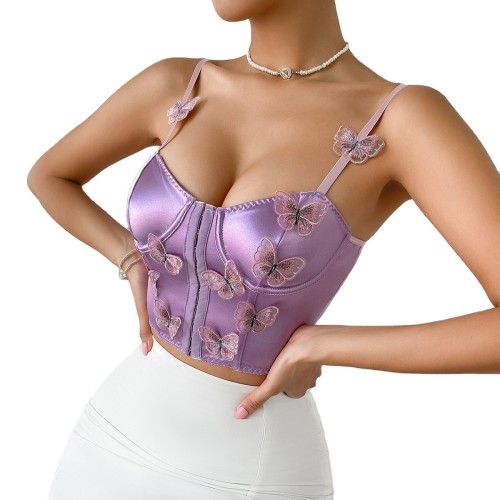 Women Plus Size Shapewear Top Front Zipper Lace Bra Sexy Bustier Corset Top