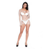 Wholesale Women Fishnets Bodysuit Cutout Solid Mesh Sheer Lingerie Dresses Sexy Crotchless  Bodystocking Pantyhose