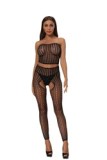 Designed Fishnet Hollow Out Rhinestone Bodystocking Women Mature Diamond Lingerie 2 Pcs Set Teddy  Cover Up Dress
