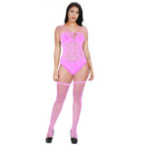 Wholesale Women Fishnets Bodysuit Cutout Solid Mesh Sheer Lingerie Dresses Sexy Crotchless  Bodystocking Pantyhose
