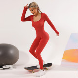 Workout Yoga Fitness Seamless Long Sleeve One Piece Jumpsuit YJ3132
