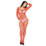 Wholesale Women Fishnets Bodysuit Cutout Solid Mesh Sheer Lingerie Dresses Sexy Crotchless  Bodystocking Pantyhose