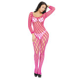 Wholesale Women Fishnets Bodysuit Cutout Solid Mesh Sheer Lingerie Dresses Sexy Crotchless  Bodystocking Pantyhose