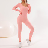 Workout Yoga Fitness Seamless Long Sleeve One Piece Jumpsuit YJ3132