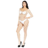 Wholesale Women Fishnets Bodysuit Cutout Solid Mesh Sheer Lingerie Dresses Sexy Crotchless  Bodystocking Pantyhose