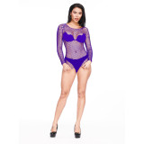 Wholesale Women Fishnets Bodysuit Cutout Solid Mesh Sheer Lingerie Dresses Sexy Crotchless  Bodystocking Pantyhose