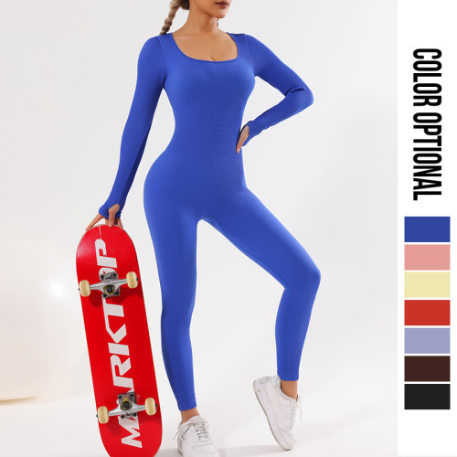 Workout Yoga Fitness Seamless Long Sleeve One Piece Jumpsuit YJ3132