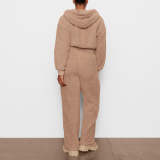 Wholesale Custom Loose Home Casual Fleece Soft Plus Size Fluffy Knitted Two Piece Women Lounge Wear Hoodie Sets