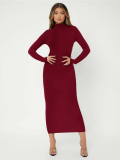2023 wholesale women casual solid knit cotton backless slim fit bodycon long skims dress maxi dress ladies