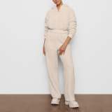 Wholesale Custom Loose Home Casual Fleece Soft Plus Size Fluffy Knitted Two Piece Women Lounge Wear Hoodie Sets