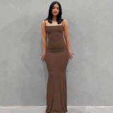 Summer Skims Casual Sleeveless High Waist Slim Sling Dress Long Casual Dresses