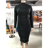 Plus size women dress fall dresses 2022 Long Sleeve Bodycon Dresses Fashional High neck Long Sleeve Women Fashion Clothing