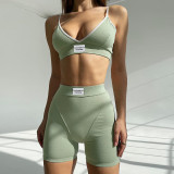 Summer Shorts Sets Sportswear Outfits Biker Shorts Matching 2 Piece Set Gym Clothing Ribbed Womens Lounge Wear set