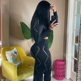 2023 spring Clothing Loungewear Sexy Hollow Tights Casual Sports Suit 2 piece biker Women's sets y2k two piece for women
