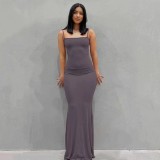 Summer Skims Casual Sleeveless High Waist Slim Sling Dress Long Casual Dresses