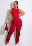 women's two-piece fringed trousers sleeveless casual tops lace summer sexy suit