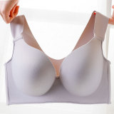 Women Bra Latex Push Up Bras Seamless Bralette Female 36D-46E Plus Size Bra Tank Tops Gathers Shockproof Pad Brassiere Underwear