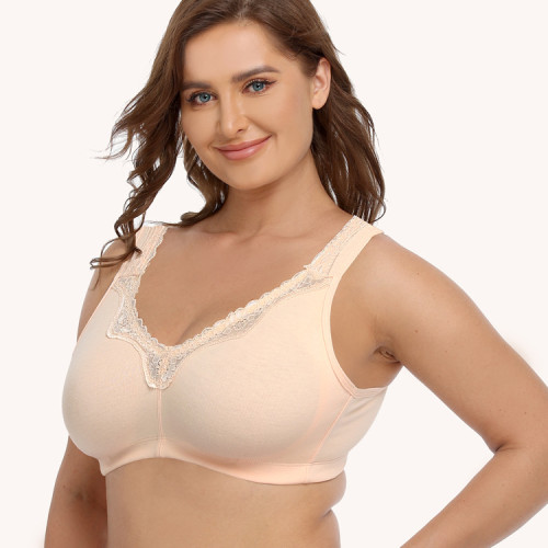 Cross-border Brand Boutique Plus Size Bra Fat MM Middle-aged Elderly Foreign Trade Bra Lace Cotton Underwear Full Cup Bralette