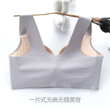 Women Bra Latex Push Up Bras Seamless Bralette Female 36D-46E Plus Size Bra Tank Tops Gathers Shockproof Pad Brassiere Underwear