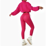Performance-Ready 3-Piece Yoga Set with Quick Dry Leggings, Sports Bra, and Long Sleeve Hoodie