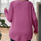 Plus Size Casual V-Neck Long Sleeve Shirts