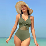 One-piece Solid Mesh Sexy Breathable Women's Swimwear