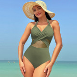 One-piece Solid Mesh Sexy Breathable Women's Swimwear