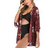 Women Printed Sun Protection Shirt Mesh Beach Wear