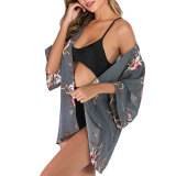 Women Printed Sun Protection Shirt Mesh Beach Wear