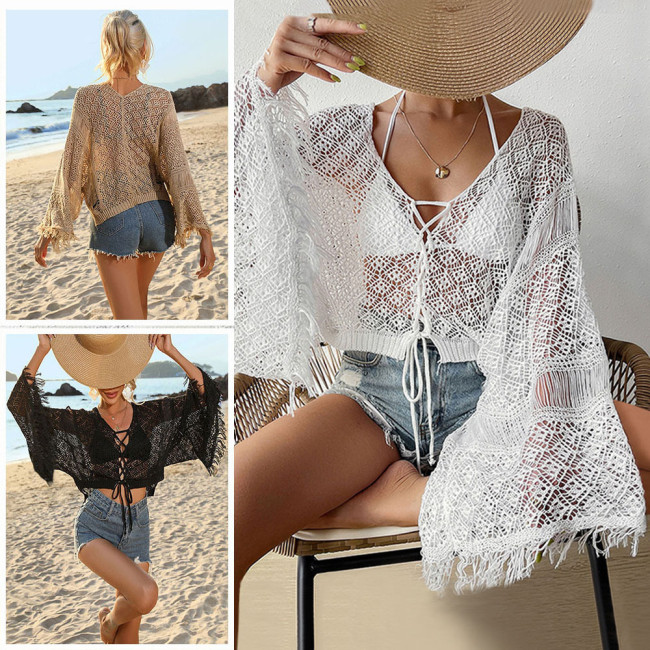 New Beach Cover-up Tassel Sexy Trumpet Sleeve Popular Style