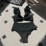 2024 New High Waist Ruffled Split Swimsuit Bikini