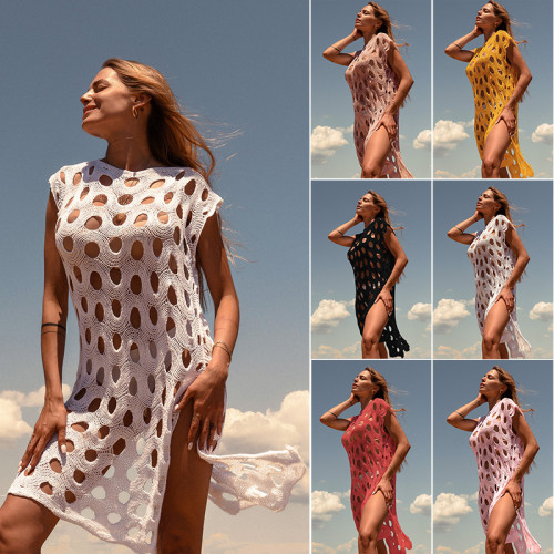 New Knitted Hollow Pullover One-piece Holiday Beach Bikini Cover-up