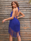 New Beach Cover-up Sexy Backless Bikini Tassel V-Neck