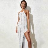 New Style Slip Cover-ups Sleeveless Knitted Hollow Holiday Beach Long Dress