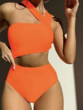 New Sexy One-shoulder Hollow Solid One-piece Swimsuit Bikini