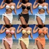 New Textured Off Shoulder Three Piece Suit Bikini