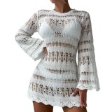 New Beach Cover-up Hollow Mesh Long Sleeve Vacation Bikini Cover-up
