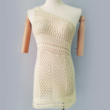 Solid Color Sexy Hollow Sleeveless Knitted Vacation Bikini Cover-up