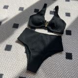 2024 Solid Color Sexy High Waist Split Swimsuit Bikinis