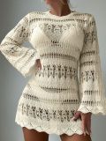 New Beach Cover-up Hollow Mesh Long Sleeve Vacation Bikini Cover-up