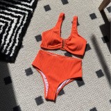 2024 Solid Color Sexy High Waist Split Swimsuit Bikinis